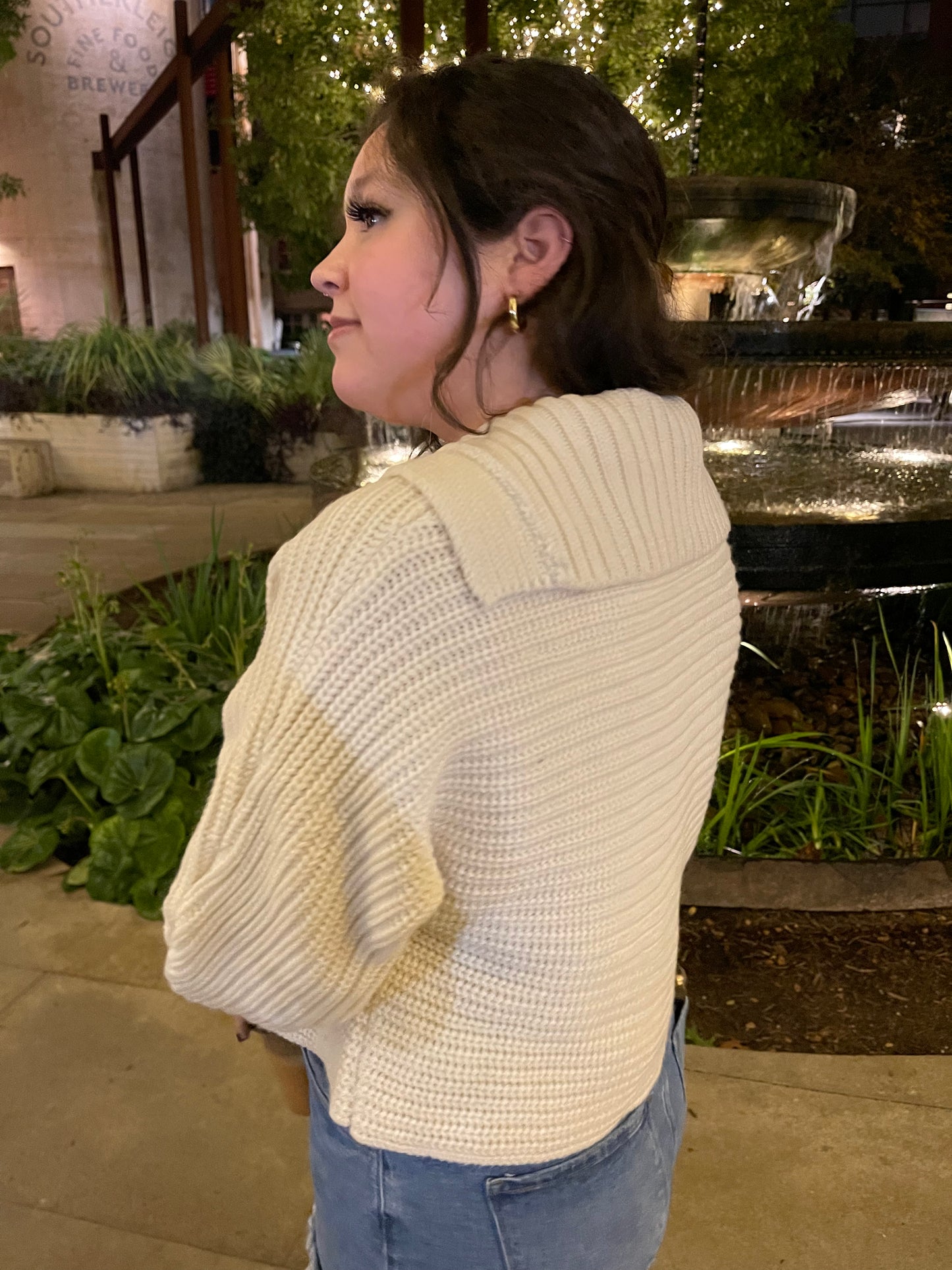 drama collar white sweater