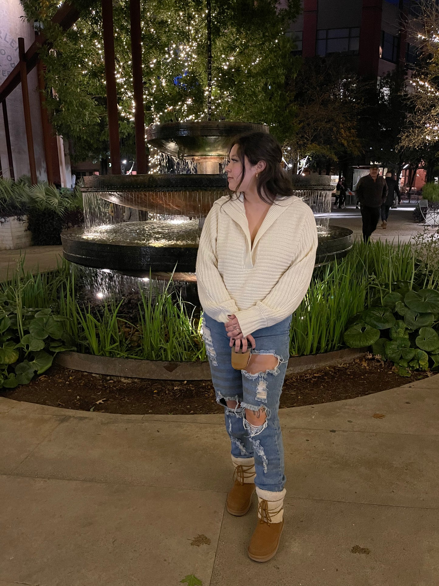 drama collar white sweater